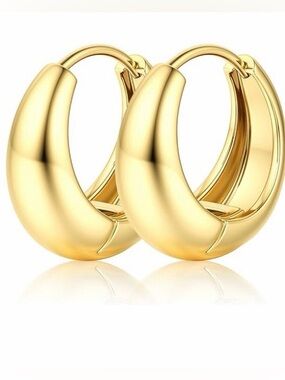 #99 12mm Gold Plated Chunky Huggie Earrings